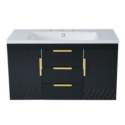 Wall Mounted Bathroom Vanity With Sink and Floating Storage Cabinet
