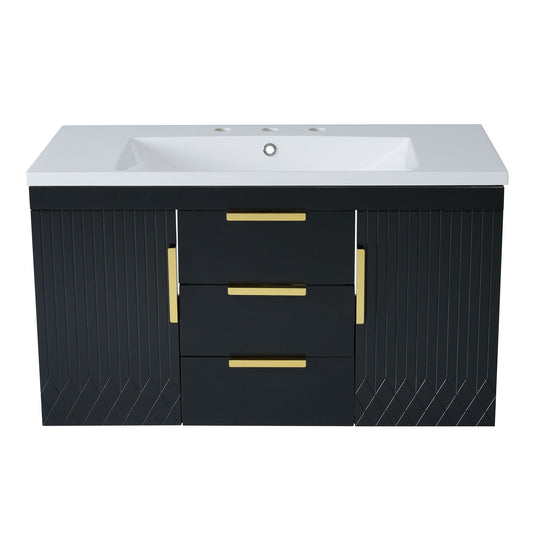 Wall Mounted Bathroom Vanity With Sink and Floating Storage Cabinet