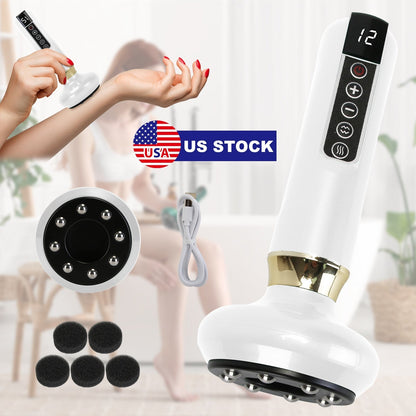 Anti Cellulite Massager Handheld Vacuum SuctionÊCupping Kit Beauty Tool with 12 Suction Mode 12 Heating 20Mins Auto-Off One-Key Pressure Release for A