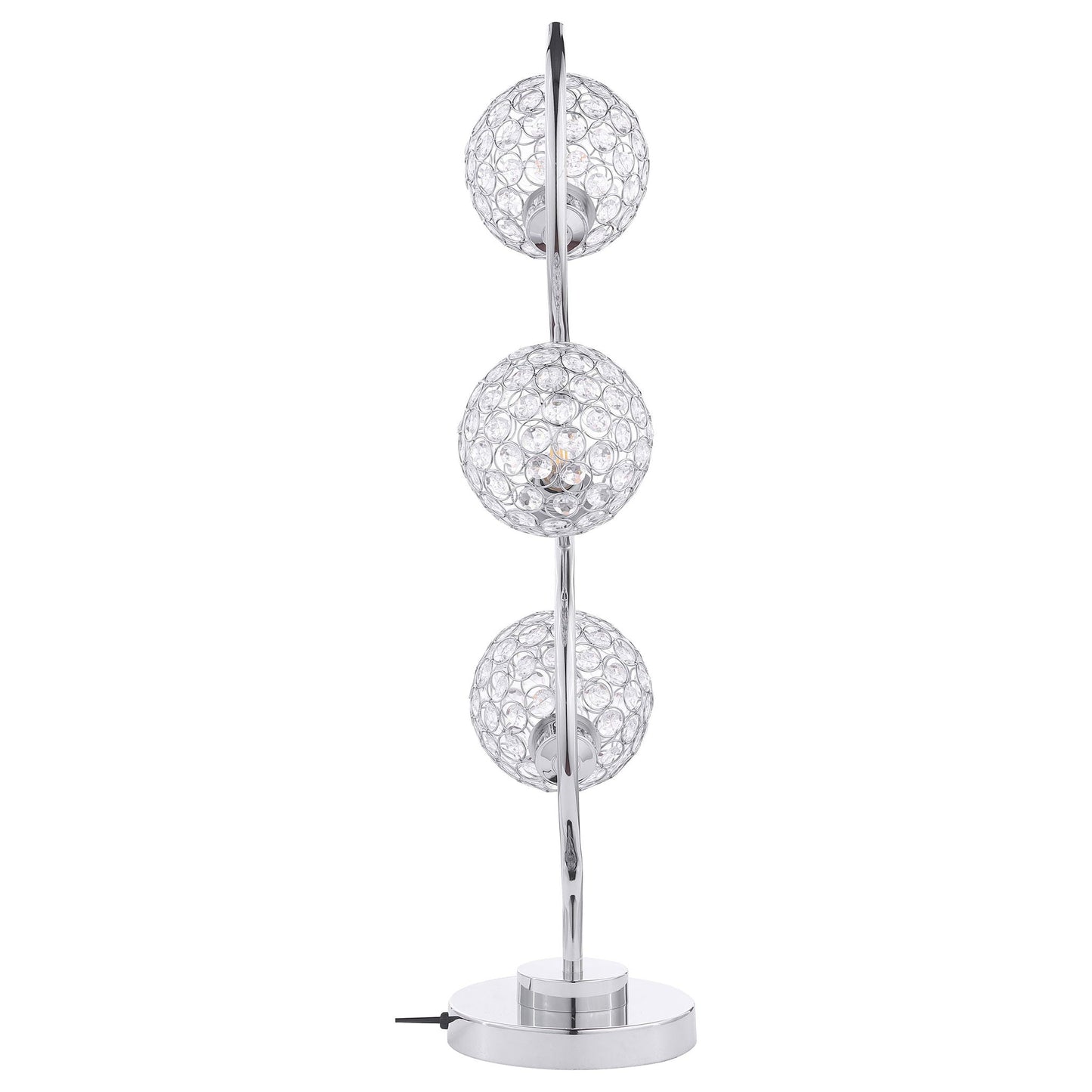 Vandy - 3 Light Curvy Table Lamp With Orb Shades - Chrome
