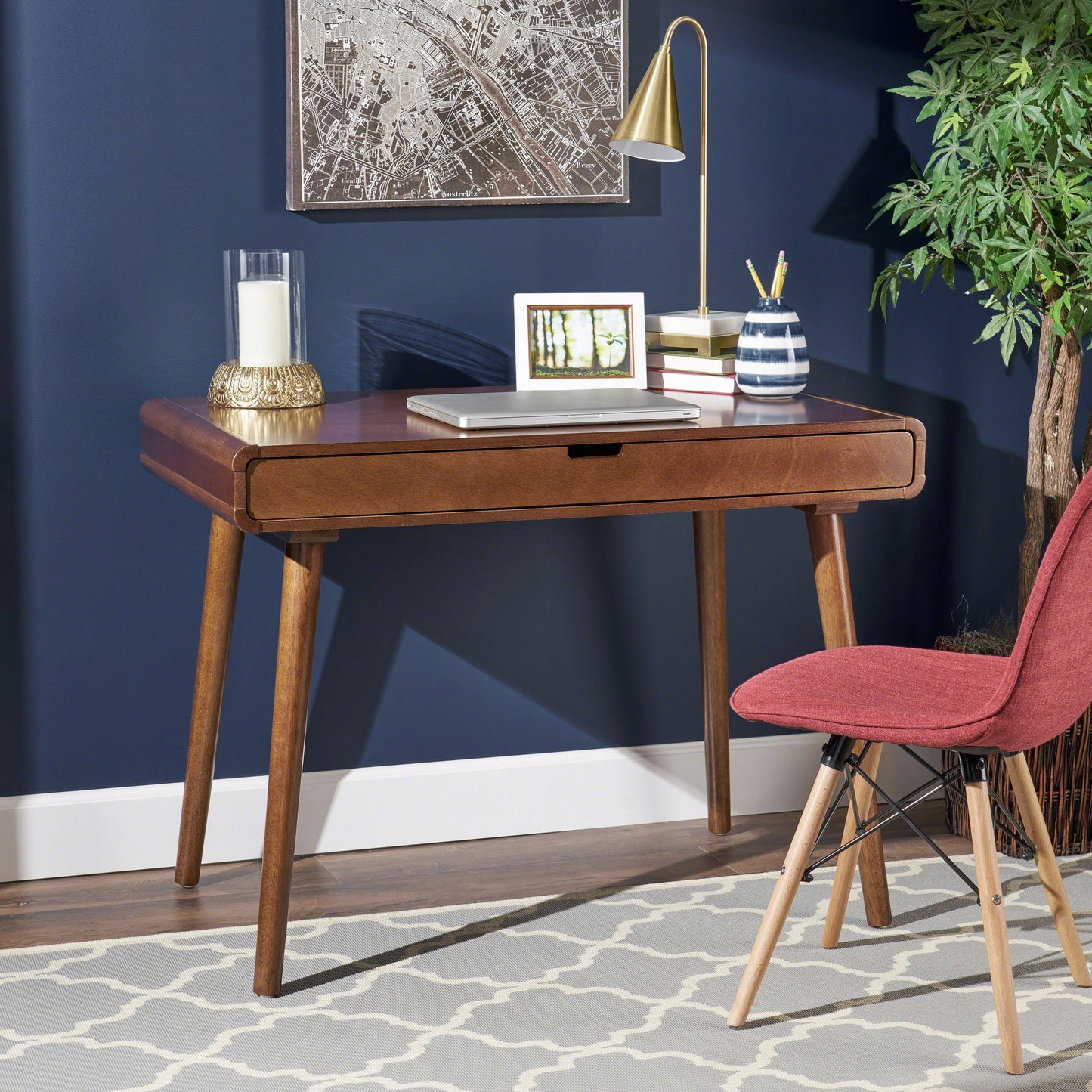 Writing Desk with Large Drawers, Computer Table for Home Office Workspace or Entryway