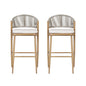 Outdoor Bar Height Metal Frame Counter Stools with Scallop-Shaped Backrest & Water-Resistant Cushions
