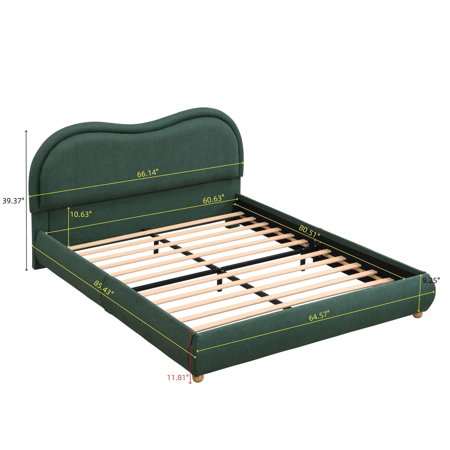 Upholstered Platform Bed Frame With Curved Headboard