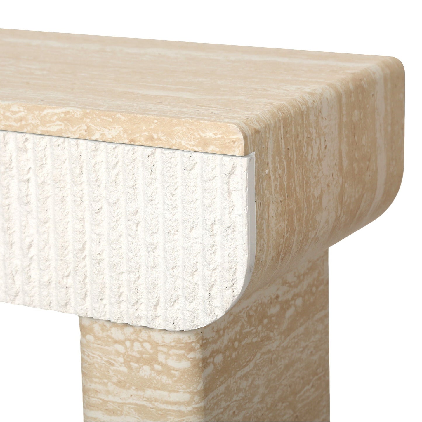 Entryway Table With 2 Hidden Handle Drawers For Entrance - Beige / Yellow