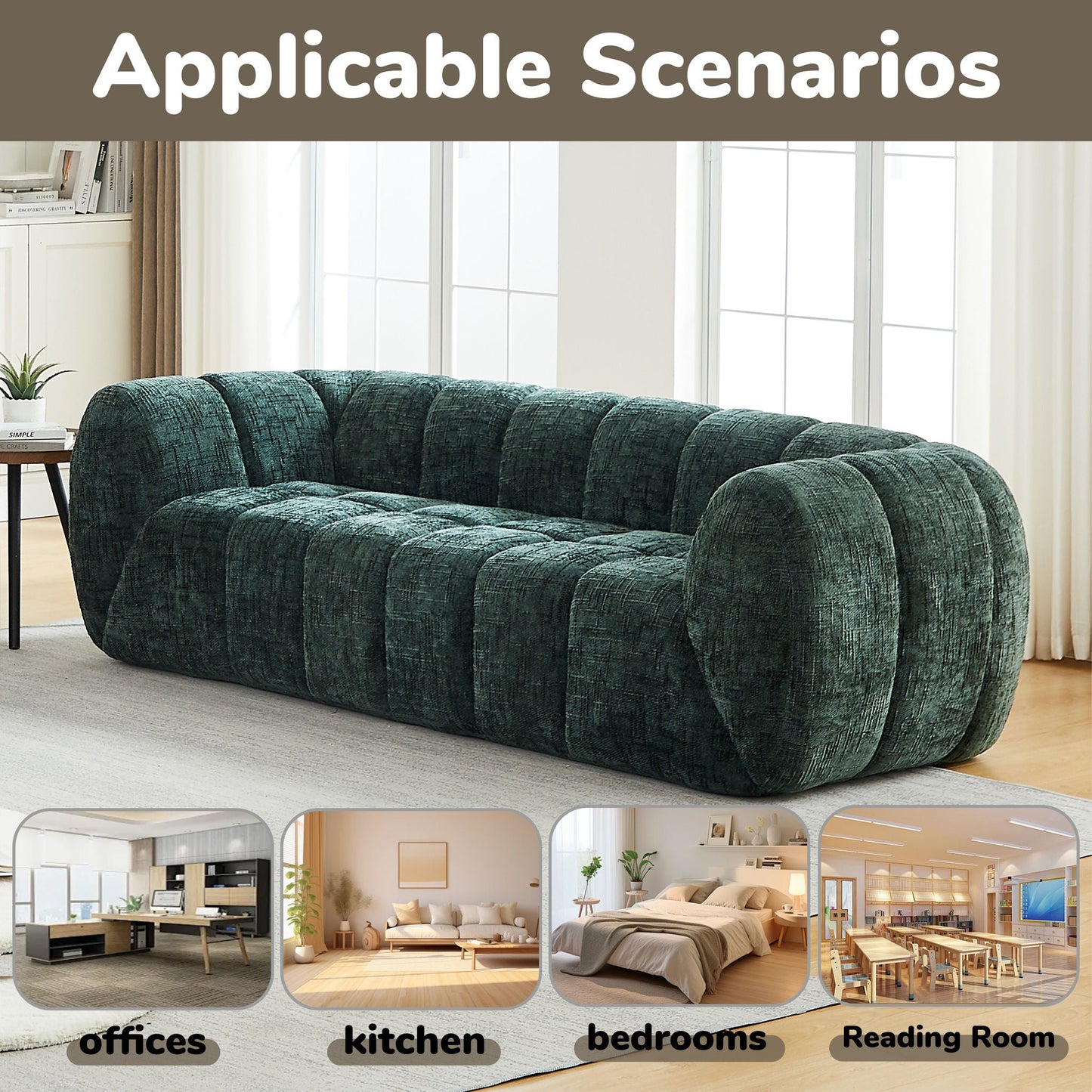 Modern Sofa With Piano Key Backrest