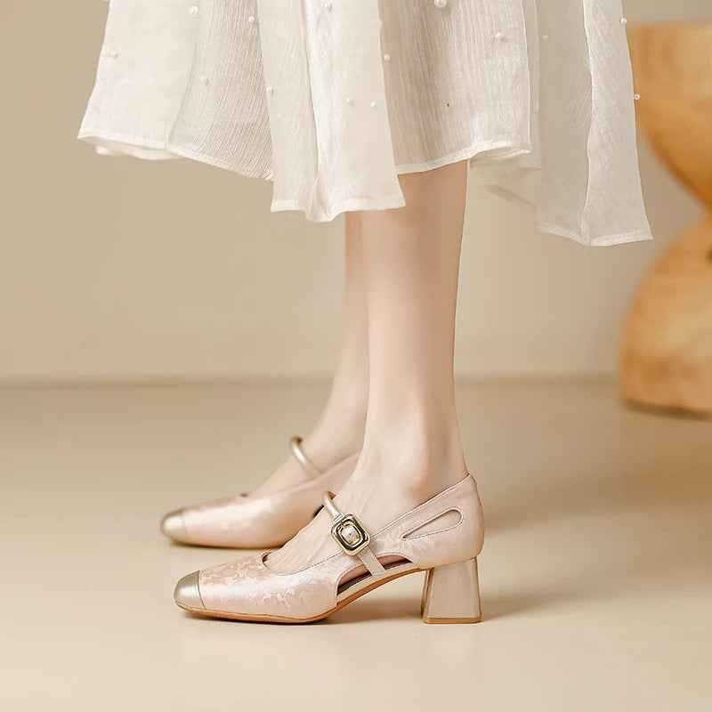 Womens Shoes Soft-soled Fashionable High Heels Outerwear Mary Jane High Heels