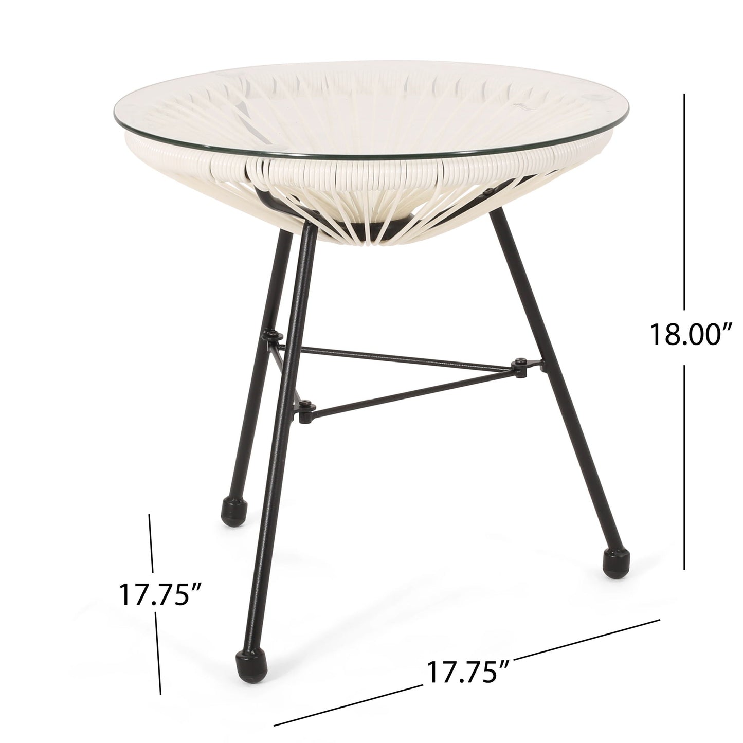 Nusa Modern Rattan Side Table With Tempered Glass Top