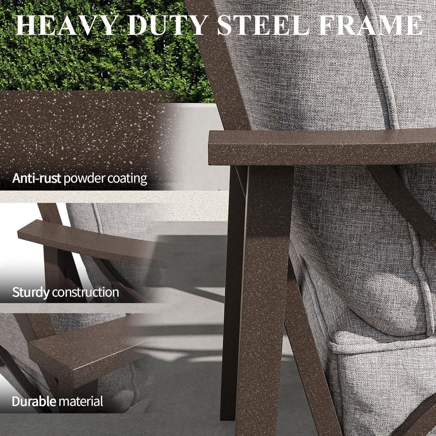 All Weather Armchairs With Cushions, Sculptural Design (Set of 2) - Gray / Khaki