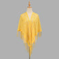 Womens Breathable Lace Triangle Shawl With Floral Design