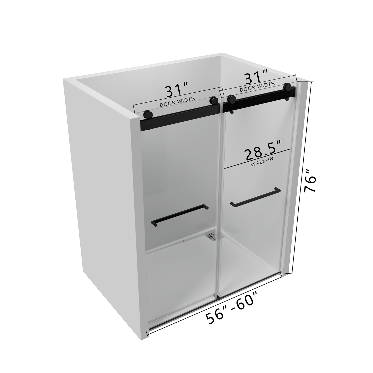 Double Sliding Frameless Soft-Close Shower Door