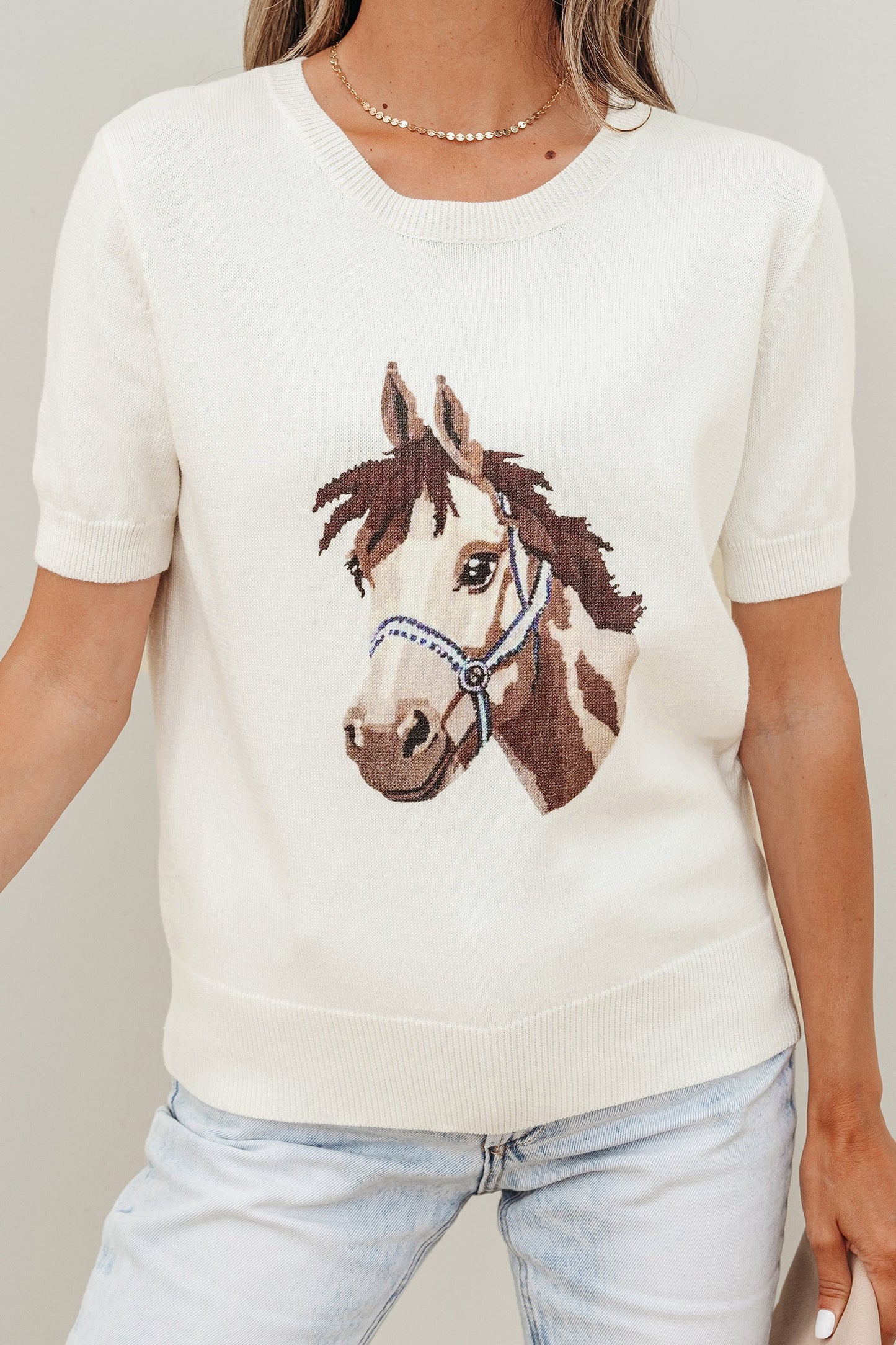 Regina Printed Short Sleeve Sweater