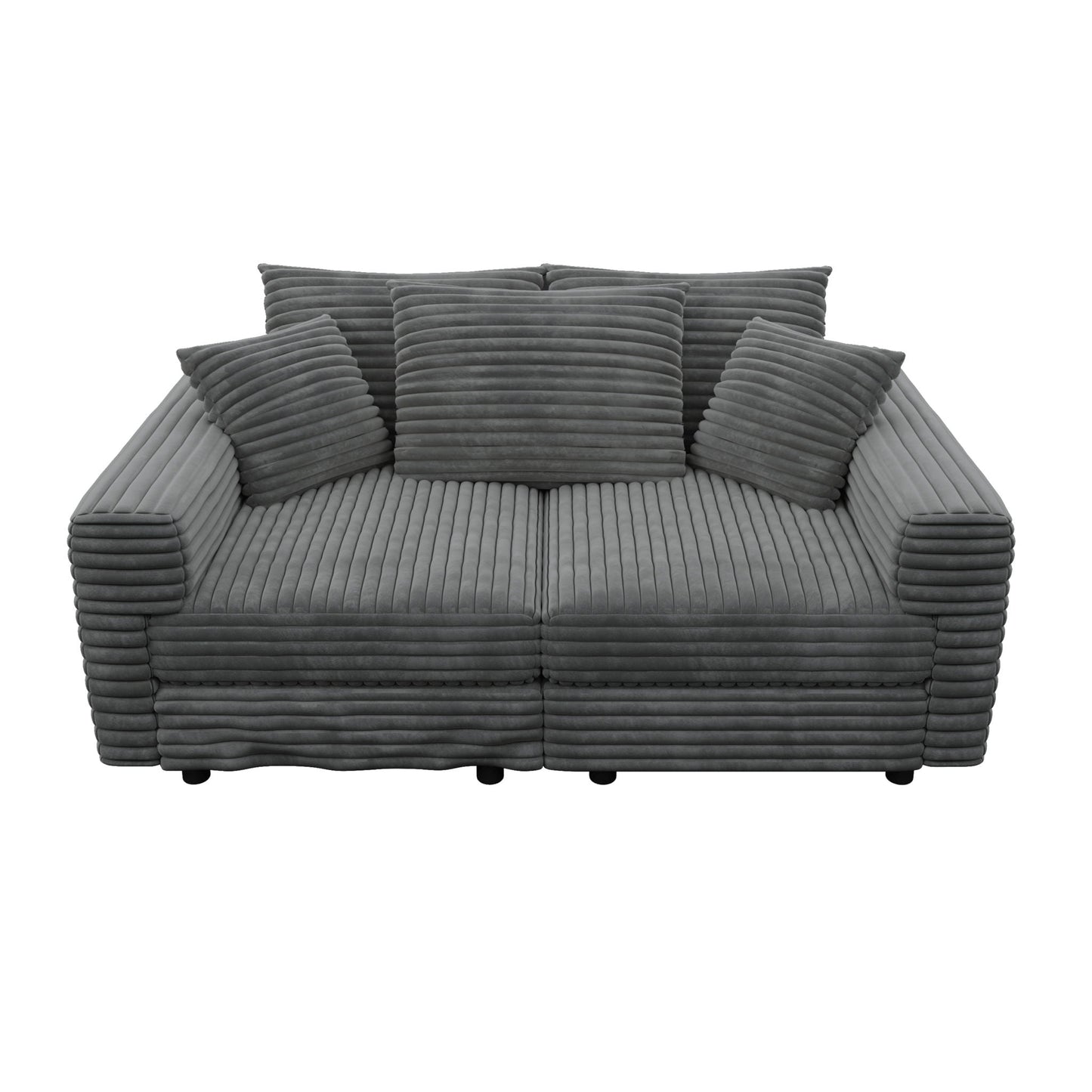 Deep Seat Convertible Sofa With Soft Pillows And Ottomans