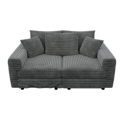 Deep Seat Convertible Sofa With Soft Pillows And Ottomans