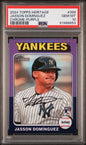 Graded 2024 Topps Heritage Jasson Dominguez #399 Chrome Purple Rookie RC Baseball Card PSA 10 Gem Mint