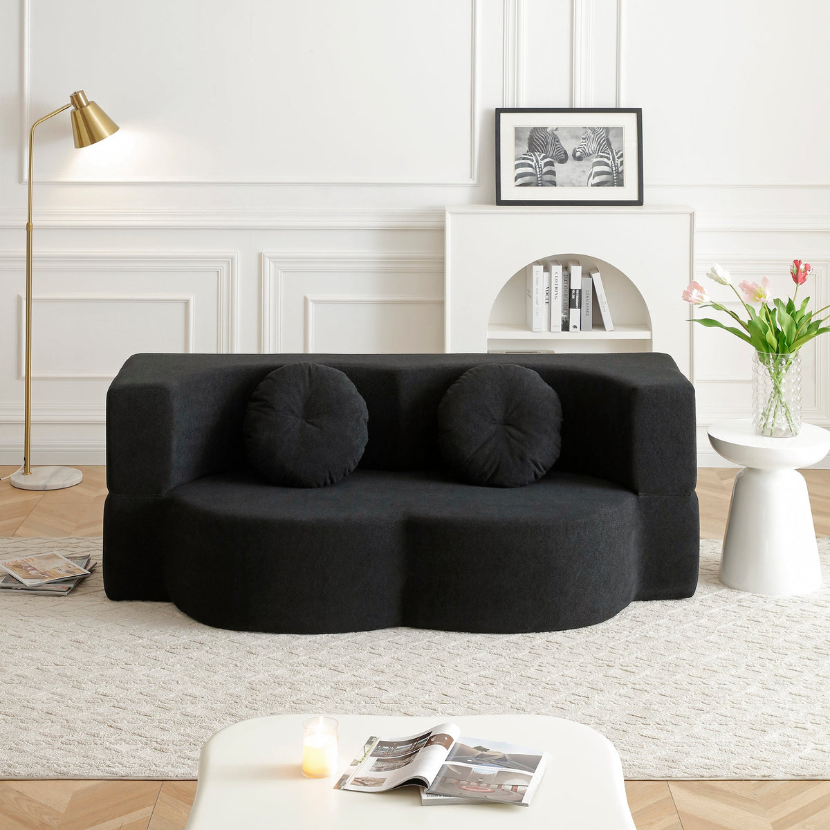 2-in-1 Folding Sofa Bed with Pillow