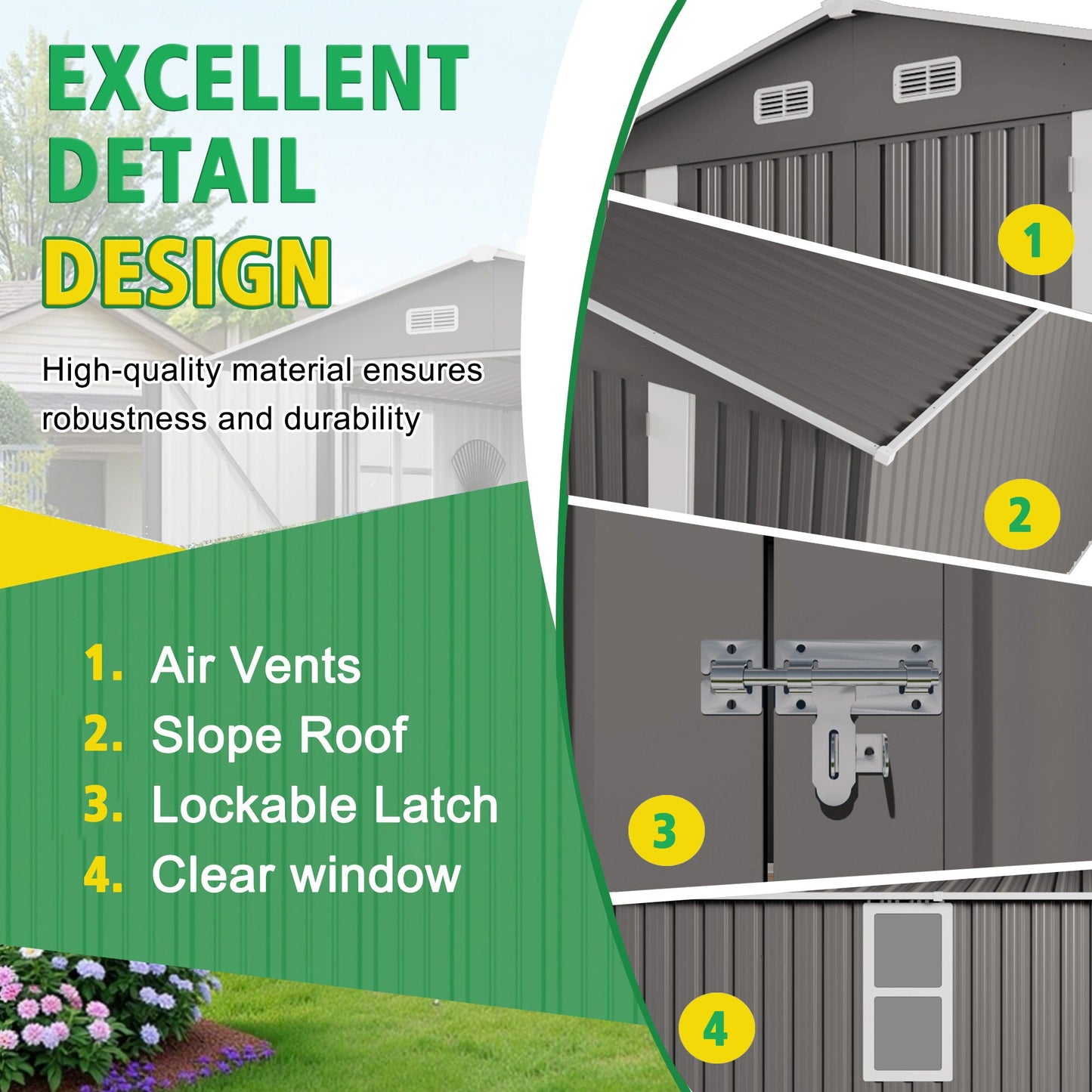 Outdoor Storage Shed With Lockable Doors