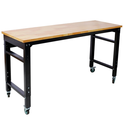Premium Rolling Workbench with Adjustable Height - Dark Gray,Wood