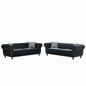 Chesterfield Upholstery Fabric Sofa With Roll Armrest & Nailhead, Mid Century Modern 3 And 3 Seater Couch