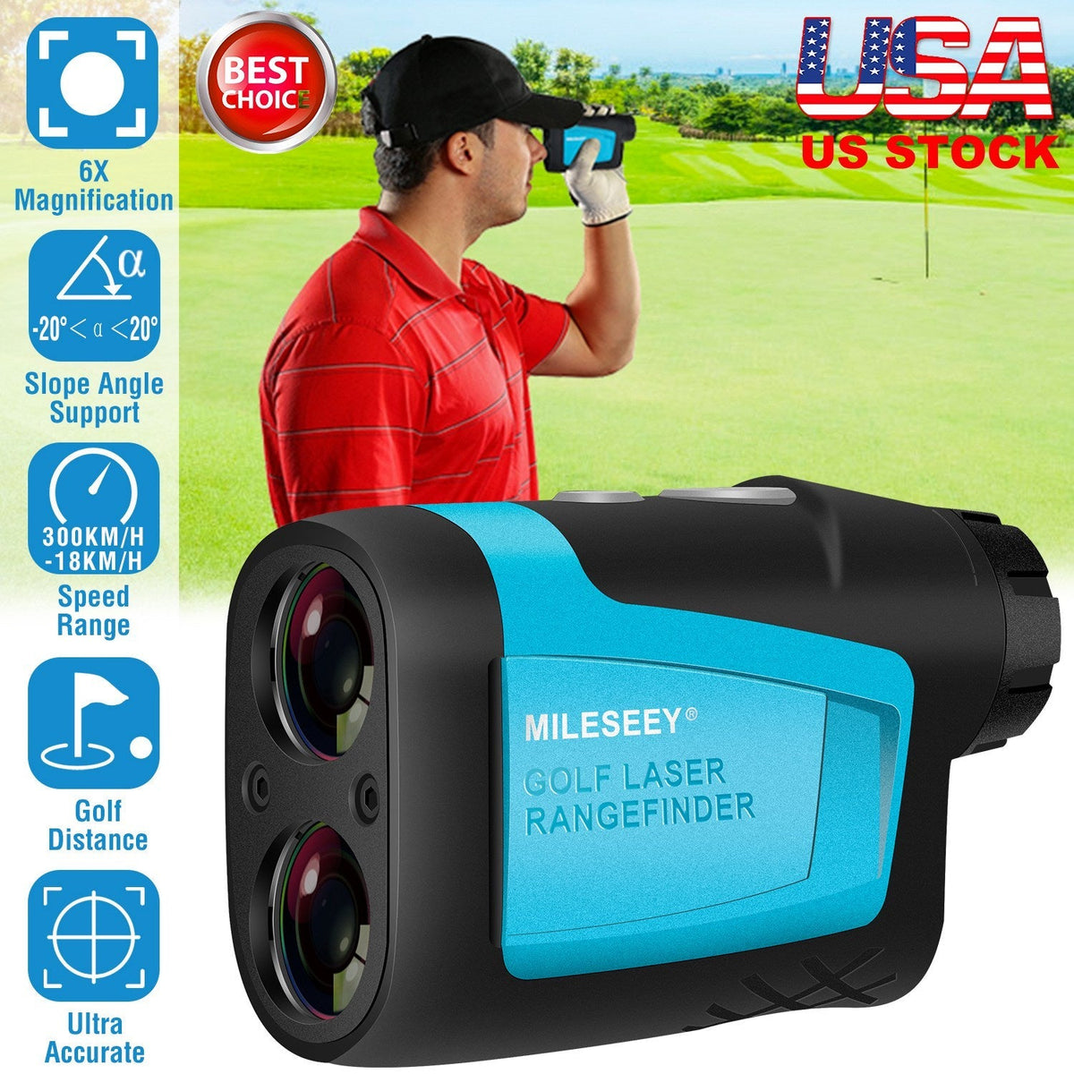 MiLESEEY Professional Precision Laser Golf Rangefinder 600m/656Yard 6X Magnification Distance Angle Speed Measurement For Golf Hunting