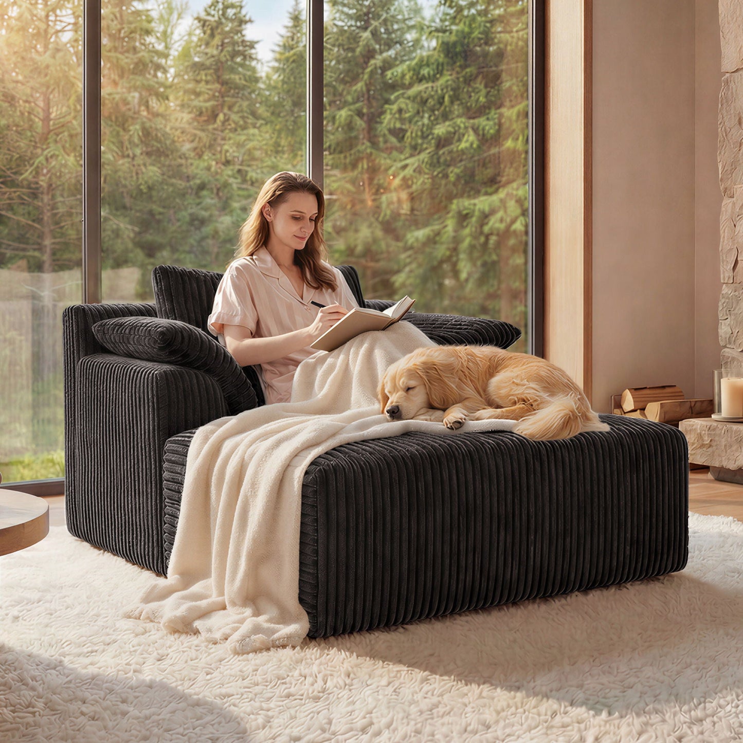 Chaise Lounge Chair, Deep Seat Sleeper Couch For Living Room