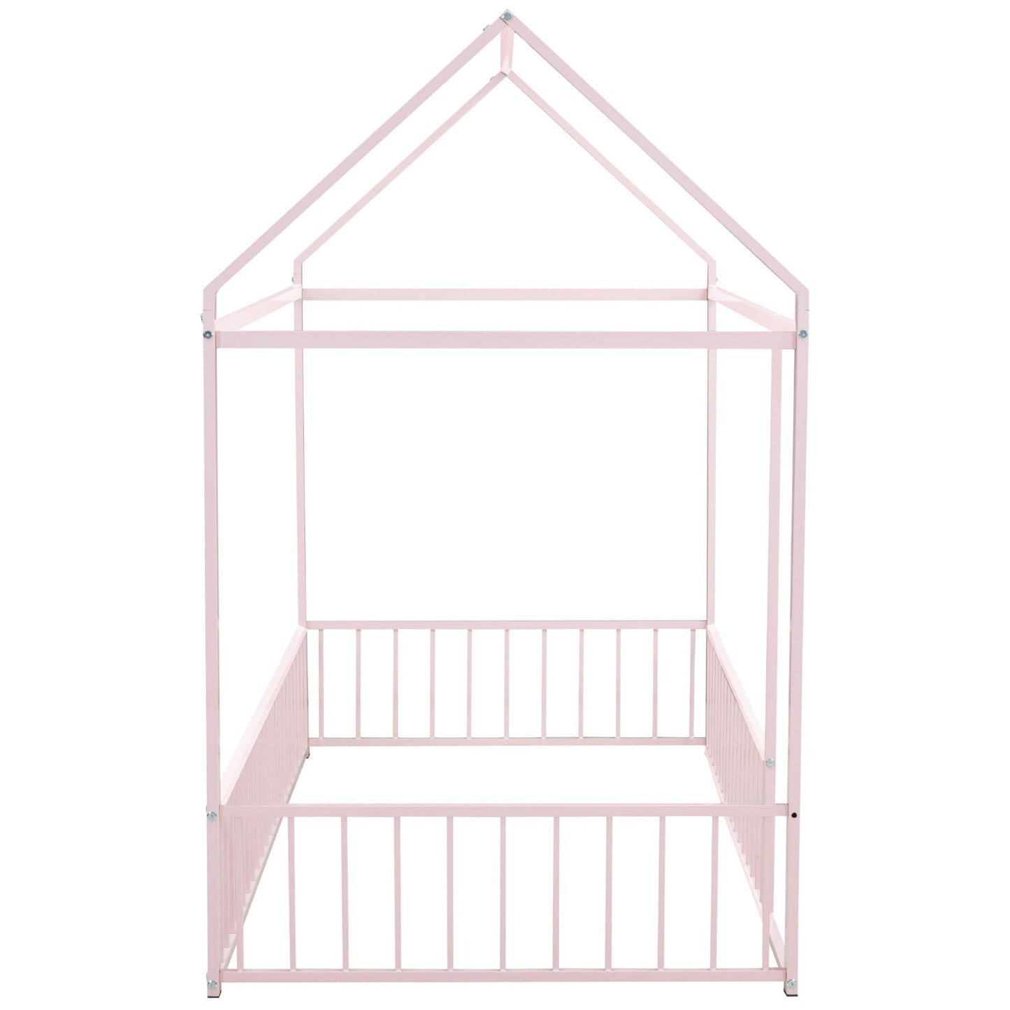 Metal Bed House Bed Frame With Fence