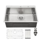 Drop In Kitchen Sink, 16 Gauge Stainless Steel, Single Bowl, Topmount Basin