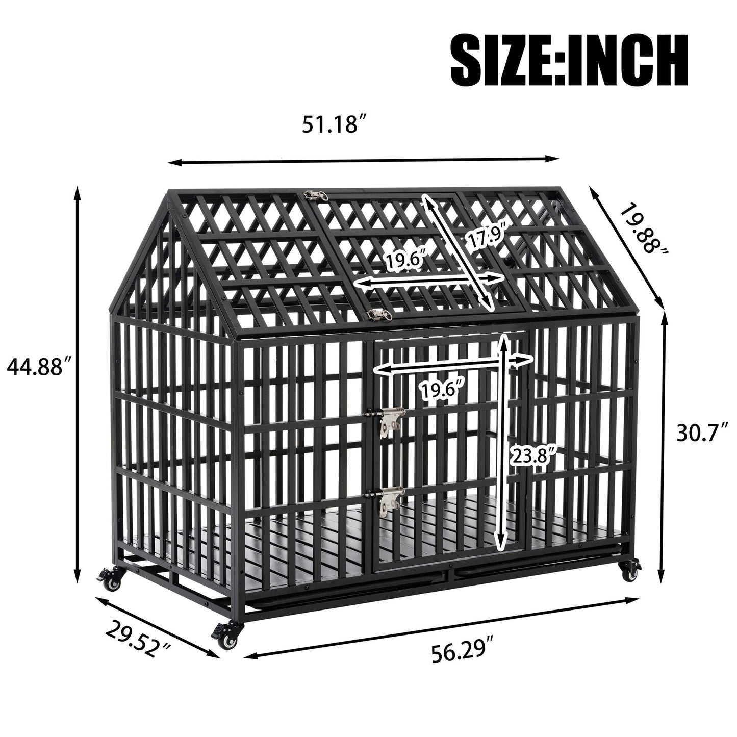 Heavy Duty Dog Crate Lockable Wheels