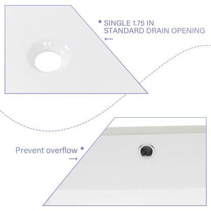 Modern Ceramic Rectangular Undermount Bathroom Sink With Overflow