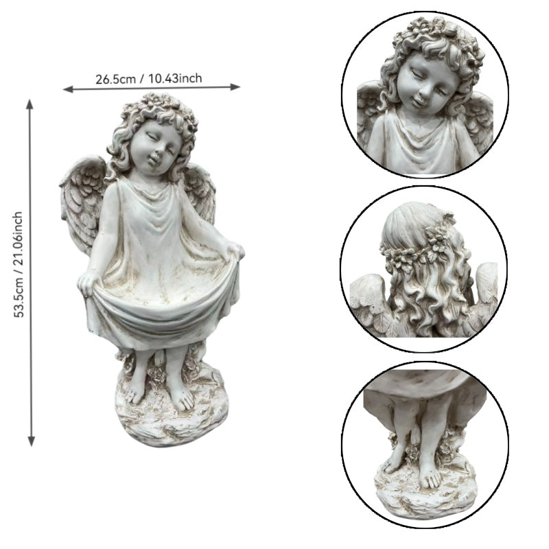 21.06" Tall Weathered Angel Cherub Garden Statue