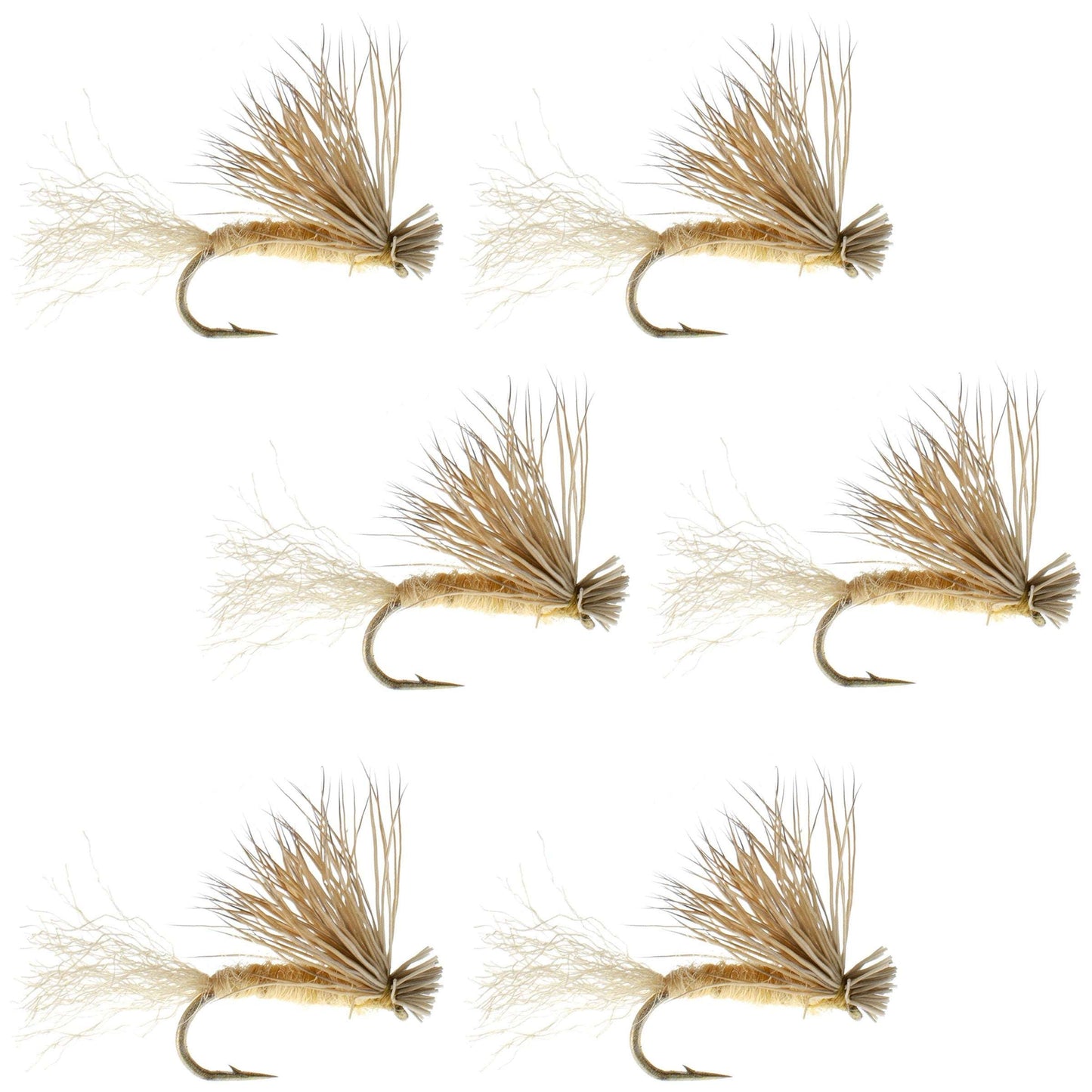Barbless Tan X Caddis Emerging Caddis Adult Fly - 6 Flies Size 16
