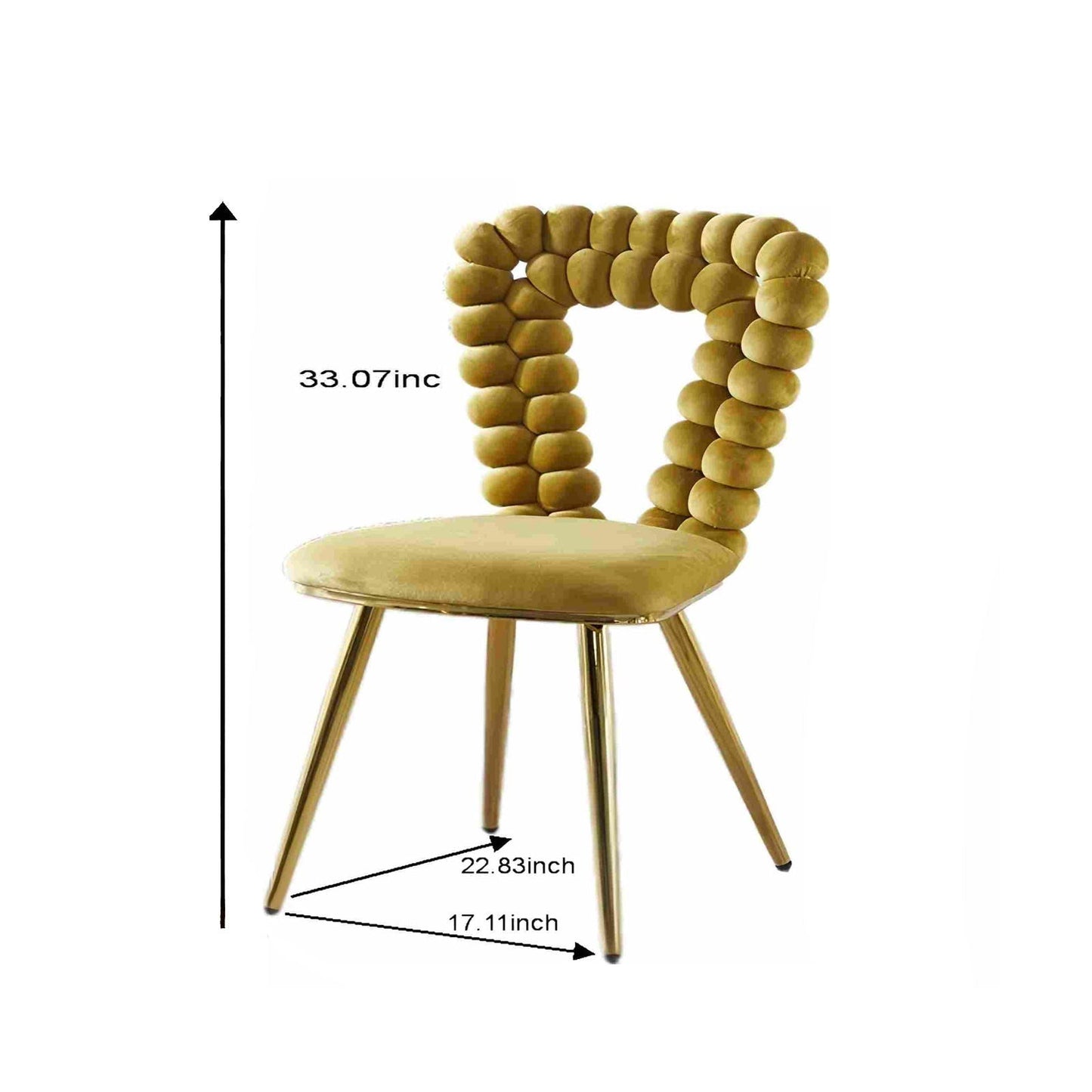 Modern Chair With Iron Tube Legs, Soft Cushions And Comfortable Backrest, Suitable For Dining Room, Living Room, Cafe, Hairball Back