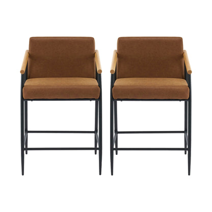 Mid Century Modern Counter Stool Set With Iron Frame