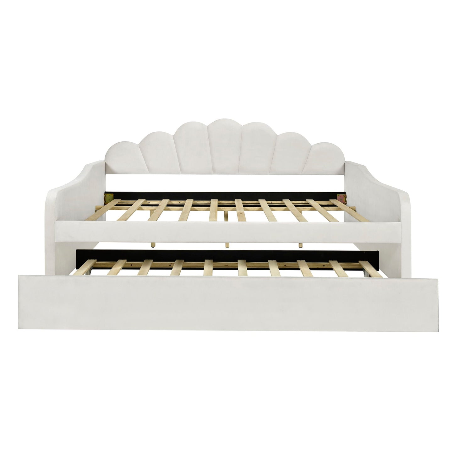 Upholstery Daybed Frame With Shell Shaped Backrest