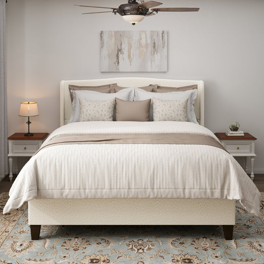 King Size Bed Frame with Upholstered Teddy Velvet Headboard