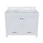 43" Bathroom Vanity With Artificial Marble Carrara Top Set, Multi Functional Bathroom Cabinet With Doors And Drawer - White