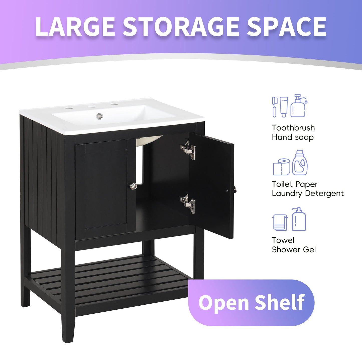 24" Black Bathroom Vanity