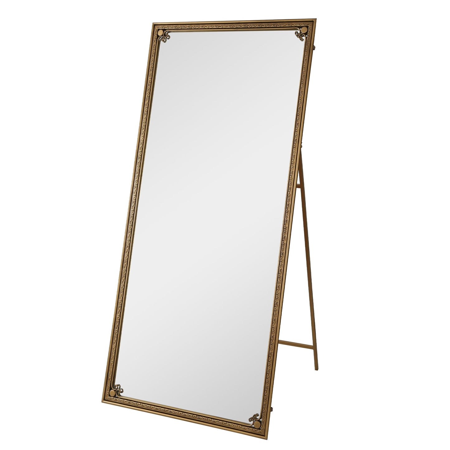 Full Length Mirror With Stand, Floor Standing Dressing - Antique Gold