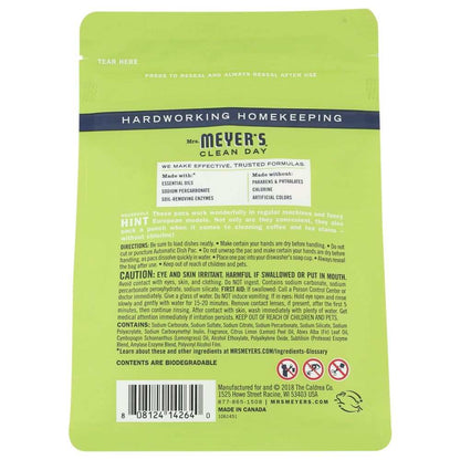 MRS. MEYER'S: Clean Day Automatic Dish Packs Lemon Verbena Scent, 12.7 oz