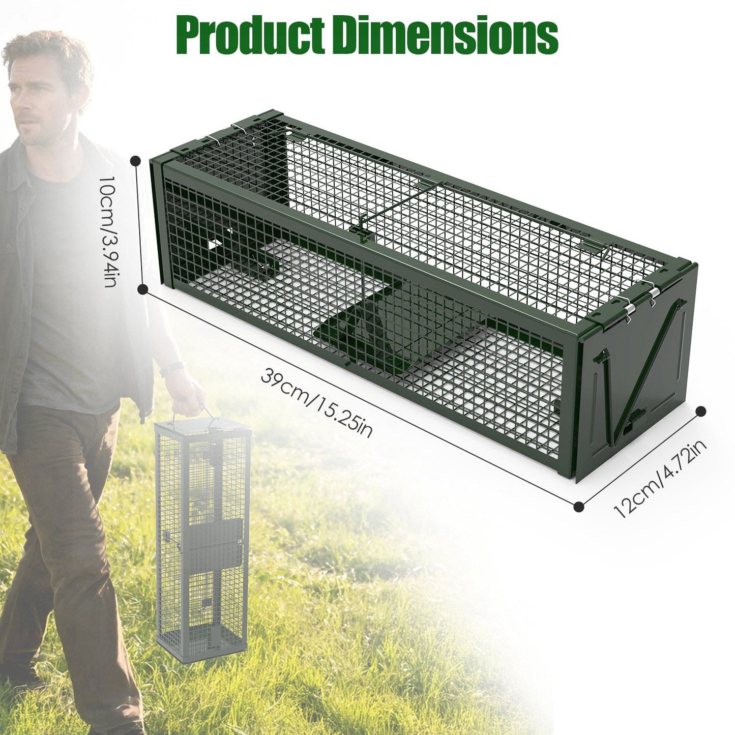 2-Pack Humane Live Rat Trap Cage with Dual Doors