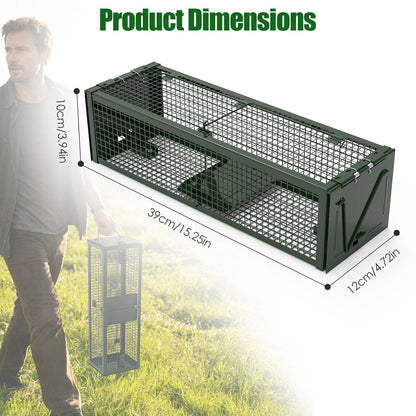 2-Pack Humane Live Rat Trap Cage with Dual Doors