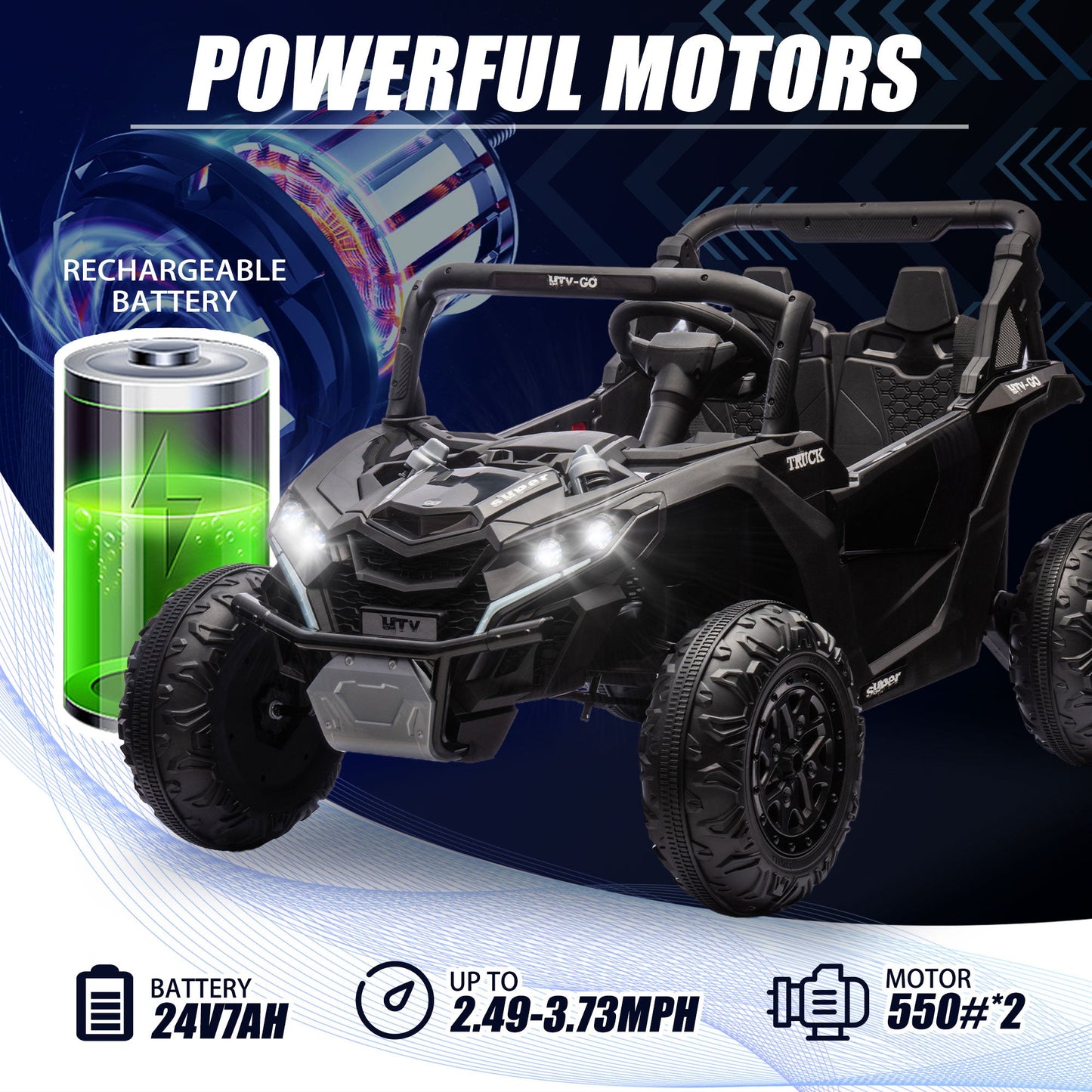 24V Two-Seater Kids Ride-On UTV with Parental Remote Control
