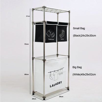 3 Tier Laundry Hamper Sorter with 4 Removable Bags