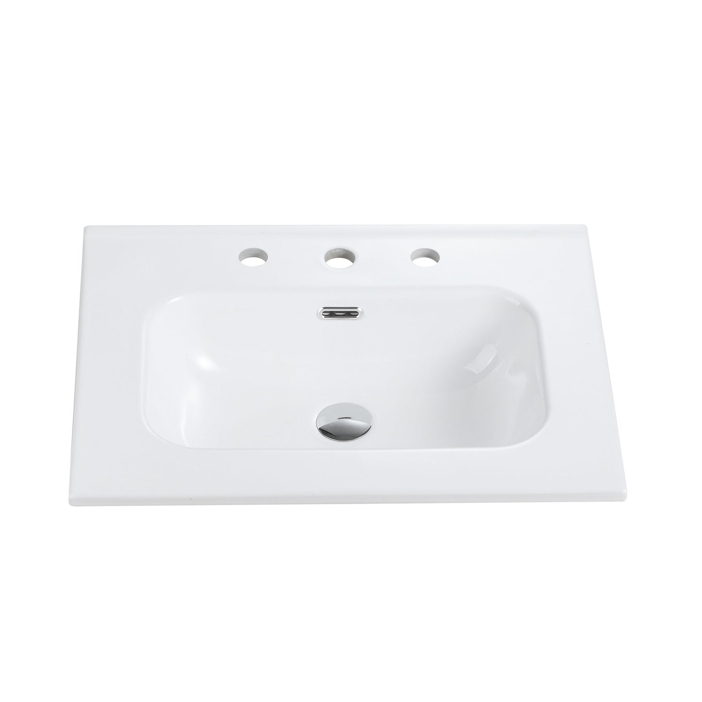 Glossy White Ceramic Integrated Sink