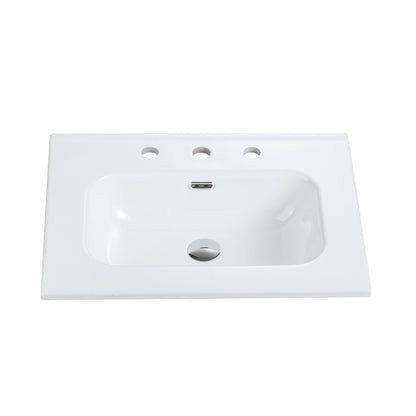 Glossy White Ceramic Integrated Sink