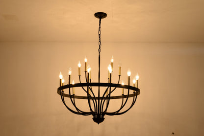 15-Light Industrial Iron Candle Chandelier Modern Farmhouse Pendant Light