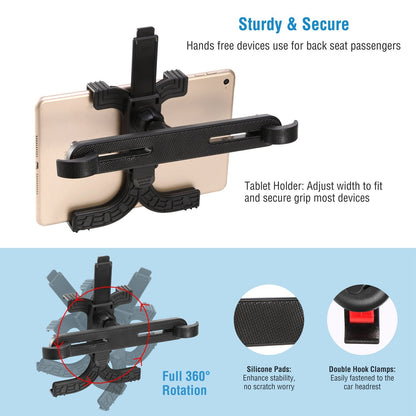 Car Headrest Tablet Mount 360¡ Rotation Car Tablet Holder Universal for 7-11 Inch iPad iPad Air iPad Pro Galaxy Tab Kindle Fire