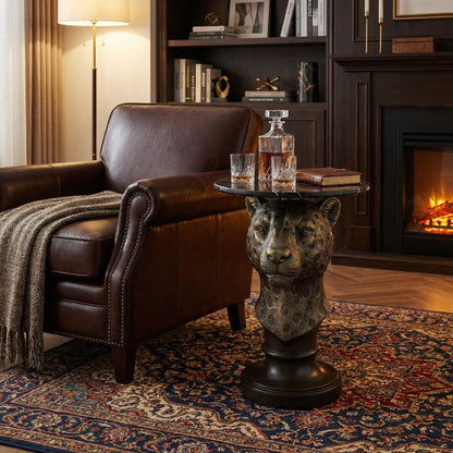Leopard Head Accent Table