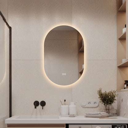 Smart Wall Mounted LED Touch Screen Mirror With Anti-Fog Function And Adjustable Lighting