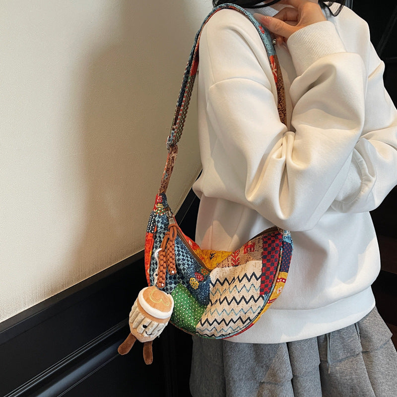 Textured Casual Personalized Fabric Bag Fashionable Single-shoulder Crossbody Bag