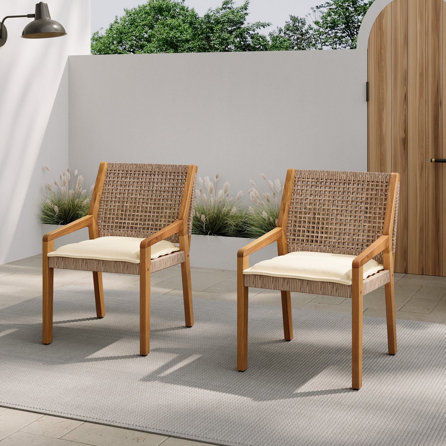 Outdoor Dining Chair - Acacia Wood & Wicker